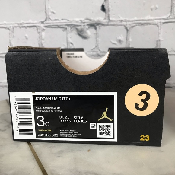 Nike Air Jordan 1 Mid ‘Dark Iris’ Toddler’s White, Black, Purple Shoes Size 3C - Picture 9 of 11